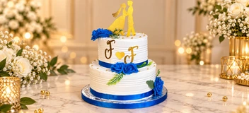 Foto: Bolo de Casamento Azul de 2 Andares