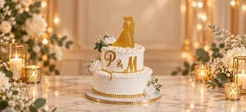 Foto: Bolo de Casamento Dourado de 2 Andares